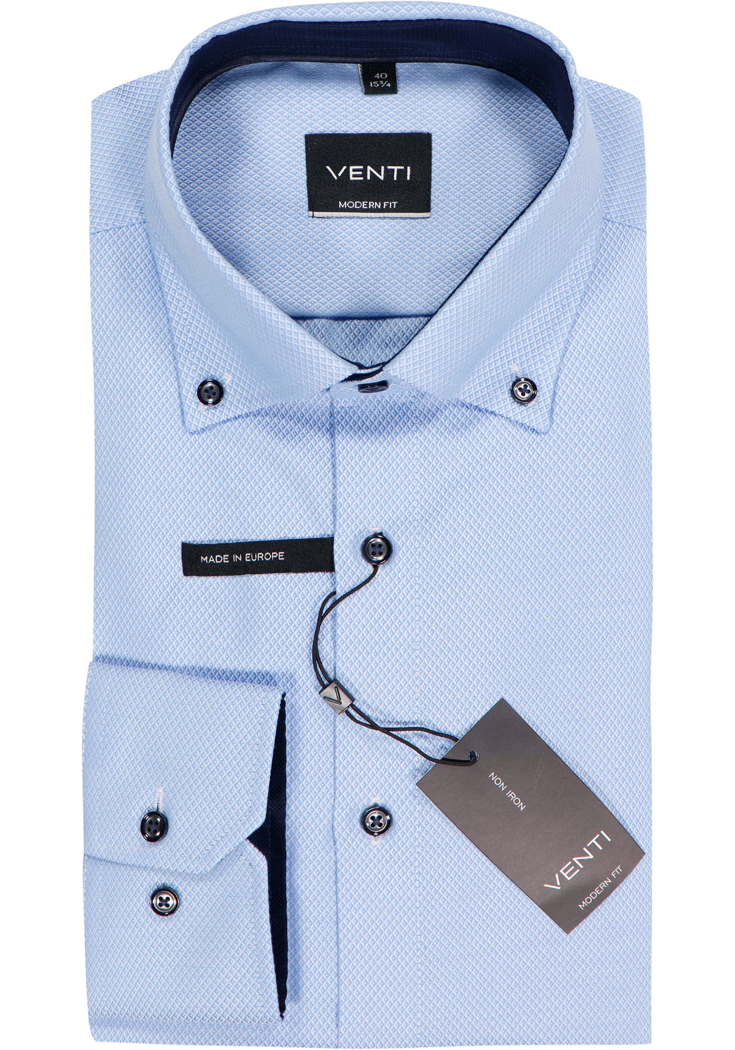 VENTI modern fit overhemd, dobby, blauw